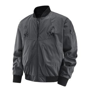 Vestes de bombardier coupe-vent de randonnée à fermeture éclair multi-poches d'extérieur pour hommes veste imperméable fonctionnelle à manches longues d'automne - Product Image 2