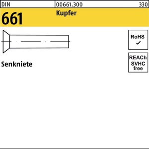 1000 pièces de rivets à tête fraisée DIN 661 4x12 en cuivre - Emballage de 1000 - Product Image 1