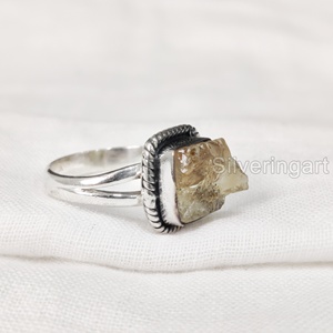 Joyería de piedra en bruto Anillo de mujer Piedra preciosa de citrino crudo natural Piedra NATAL DE NOVIEMBRE Anillo bohemio Fiesta Anillo de plata esterlina 925 - Product Image 3