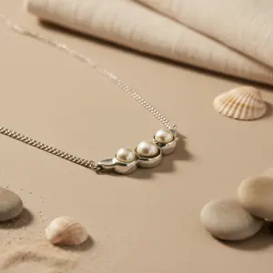 Collier en argent 925 avec perle pour femmes, bijoux élégants et à la mode - Product Image 3