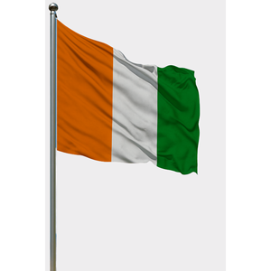Drapeau extérieur personnalisé Côte d'Ivoire 3x5 pieds en nylon soyeux imprimé numériquement avec mât en aluminium, logo personnalisé pour l'industrie automobile et l'assurance - Product Image 1