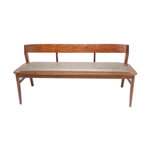 Banco de comedor de madera Tapicero de madera maciza de nogal Cuero vacuno italiano Estilo japonés Construcción robusta | BESIMI - Product Image 2