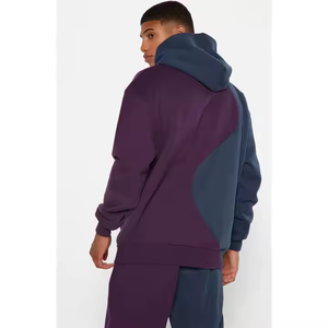 Personalizada de peso pesado Hip Hop Sudadera con capucha de los hombres empalmados Sudadera con capucha al por mayor de alta calidad de los hombres adultos OEM Sudadera con capucha de lana - Product Image 6