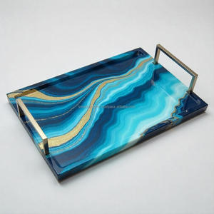 ถาดเสิร์ฟเรซินขนาดใหญ่พร้อมด้ามจับโลหะเคลือบเงาทนทานสำหรับใช้ในบ้านห้องครัวหรืองานเลี้ยง - Product Image 2