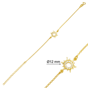 สร้อยข้อมือเงินแท้ 925 ประดับด้วยหินเซอร์โคเนียสีขาว ดีไซน์ลายพระอาทิตย์ ผลิตด้วยมือจากตุรกี ขายส่ง - Product Image 4