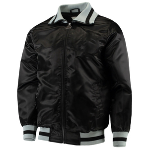 Nueva chaqueta con cremallera para hombre de tela de satén con cuello levantado estampado Letterman versátil hecha a medida - Product Image 6