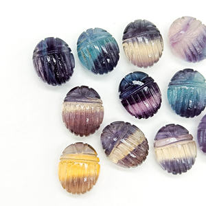 Cuentas de piedras preciosas talladas de escarabajo de fluorita AAA, piedra tallada de escarabajo de fluorita Natural para colgante, fabricación de joyas egipcias de 12mm - Product Image 2