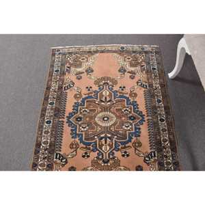 Turkish Accent Rug, 3.3x4.7 ft Vintage Rug, <b>Brown</b> <b>Wool</b> Rug - Product Image 4