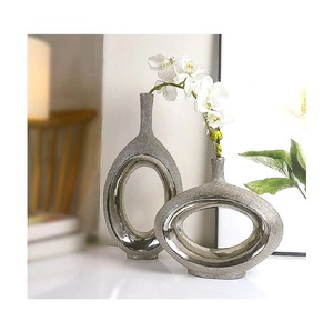 Decoración Moderna para el Hogar, Plantas Artificiales, Macetas, Jarrones Plateados, Suministros para la Organización de Eventos, Artesanías Metálicas, Juego de 2 Jarrones para Flores - Product Image 1