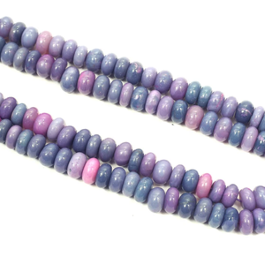 Beautiful Purple Blue opal smooth rondelle shape <b>beads</b> 16inch, 7-10mm, purple Blue Opal gemstone <b>Beads</b>, A quality opal - Product Image 3