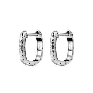 Women's 925 Silver <b>Huggie</b> Hammered Fashion Earrings - Product Image 1