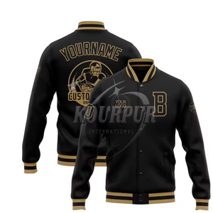 Logo personnalisé Veste de sport universitaire pour hommes à manches longues Baseball Letterman avec col montant Matériau 100% coton - Product Image 1
