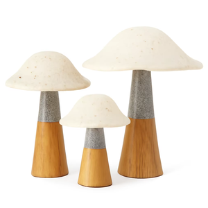 Vente chaude en forme de champignon Sculptures décoratives Design minimaliste moderne pour le bureau à domicile Combinaison élégante en céramique et en bois - Product Image 1