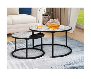 Nouveau style de table basse de qualité supérieure avec dessus en marbre table basse finie en métal doré et brillant utilisée dans le salon d'un hôtel à domicile - Product Image 6