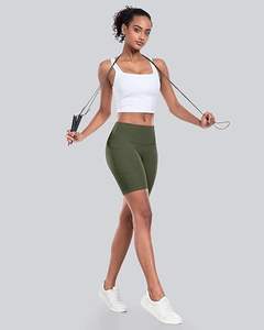 Women's High-Waisted Gym Shorts Breathable Biker Style <b>Tummy</b> <b>Control</b> Spandex Yoga Athletic Workout Shorts Plain Dyed Pockets - Product Image 4