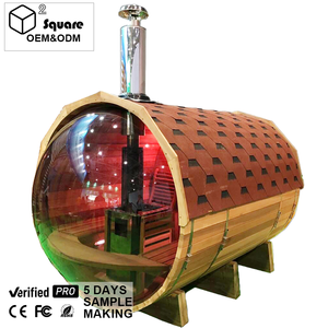 4-8 شخص أحمر الأرز برميل غرفة ساونا التصميم الحديث استخدام المنزل في الهواء الطلق موقد خشبي الشوكران عرض بانورامي مستوى الراحة التالي - Product Image 1