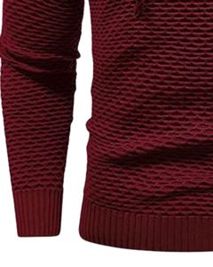 Sweat-shirt à capuche en tricot texturé marron personnalisé pour homme, manches longues, décontracté, streetwear, vêtements d'hiver avec capuche et cordon de serrage - Product Image 5