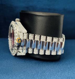 Reloj de Lujo Automático para Hombre de Acero Inoxidable con Moissanita y Diamantes de Claridad VVS, Esfera de Cristal, Edición Limitada - Product Image 4