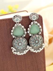 Pendientes de plata oxidada con tachuelas de Piedra Rosa hermosa de alta calidad más vendidos para niñas directamente del proveedor indio - Product Image 2