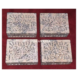 Boîtes à bijoux rectangulaires en pierre ollaire naturelle sculptée à la main, au design unique, les plus attrayantes, au meilleur prix. - Product Image 1