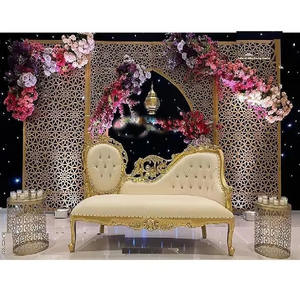 โครงเหล็กเวทีงานแต่งงานสุดพิเศษ ขายส่งแผงฉากหลังงานแต่งงานโลหะ ของตกแต่งงานแต่งงาน โครงเหล็กสไตล์ใบไม้ - Product Image 6