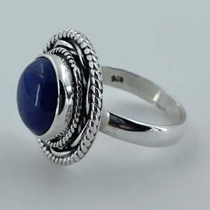 925 Sterling Silver Boho <b>Statement</b> <b>Ring</b> Lapis Lazuli Gemstone Handmade Natural Blue September Birthstone Jewelry 18K Gift - Product Image 3