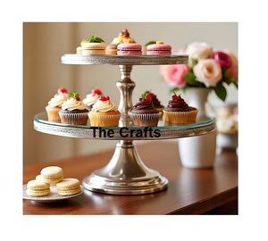 Support à gâteau en aluminium doré antique, vaisselle, support à dessert, support à gâteau, support à dessert - Product Image 2