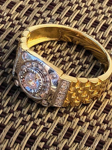 Anillo de diamante de moissanita Chapado en dos tonos de oro amarillo y Plata de Ley de 18 quilates para hombre, banda flexible para boda o regalo - Product Image 5