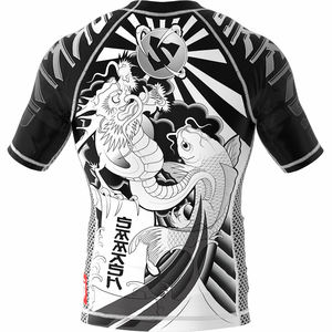 โลโก้เซิร์ฟแขนสั้นที่กําหนดเอง Mma Bjj เสื้ออัดระเหิด Jiu Jitsu Rashguards ออกแบบขายส่งยามผื่น - Product Image 4