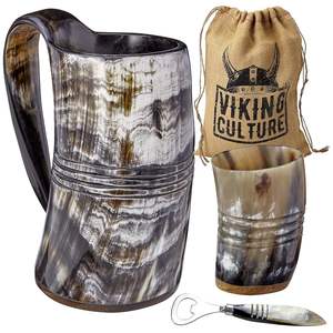 Best Quality Viking <b>Black</b> Horn Mug With Wooden Base <b>Polished</b> Animal Religious Style Drinking Horn Mug Brand Name Low Price - Product Image 2
