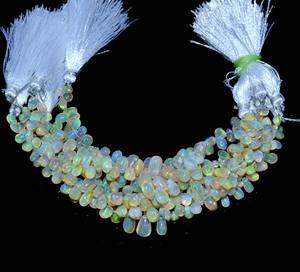 Opale Welo éthiopienne AAA 3x5mm-5x8mm, perles lisses en forme de larme, opale de feu éthiopienne naturelle, pierres précieuses en vrac pour bijoux - Product Image 3