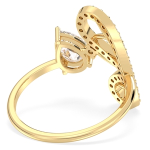 Anillo de Moissanita con Corte de Pera de 0.91 Quilates, Oro Amarillo de 14K/18K, Diseño Elegante REYES, Certificado GRA, Regalos de Boda, Joyería Fina para Mujer - Product Image 4