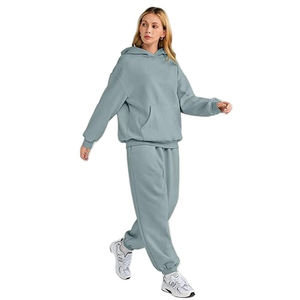 Hot Women's Fall Winter Thick 2-Piece Sweat Pants and Hoodie Sets Loose Jogging Suits à la longueur du genou - Product Image 3