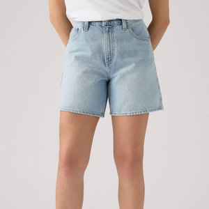 Shorts en jean taille haute pour femme 100 % coton, coupe droite, design personnalisé, délavage vieilli de haute qualité - Product Image 4