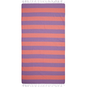 Toalla de Playa Turca con Rayas Moradas y Coral, 39x70 pulgadas - Product Image 2