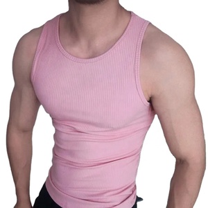 Débardeur de sport en coton pour homme, débardeur côtelé, extensible, fitness - Product Image 1
