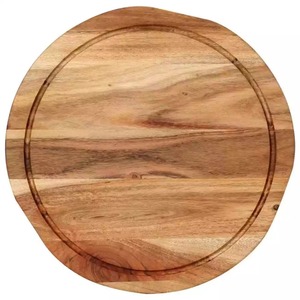 Planche à découper en bambou de qualité supérieure, fabrication artisanale, design moderne et luxueux, lavable au lave-vaisselle, forme ronde, pour la maison, l'hôtel et le restaurant - Product Image 4