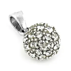 Pendentif rond pour femme avec pavé de cristaux argentés, cadeau de bijoux, pendentifs et breloques en cristal - Product Image 1