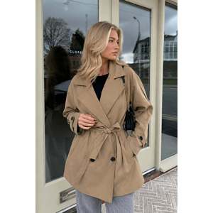 Kusak Detay Basic Trenckot - Beige - Beige - Product Image 6