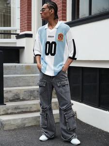 <span class=keywords><strong>Jersey</strong></span> Personalizado ODM para Hombre, Estilo Argentino, Rayas Azules y Blancas, Tejido Transpirable, Verano, Manga Corta, Talla Grande - Product Image 6