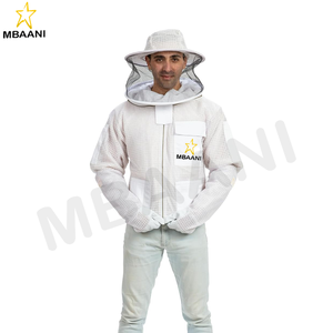 Chaqueta de abeja de tres capas Color blanco con velo redondo. - Product Image 3