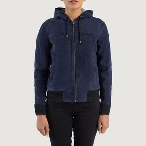 Private Logo Low Price Women Hooded Leather <b>Jackets</b> Adult Size Slim Fit Pure <b>Suede</b> Leather Zipper <b>Jackets</b> - Product Image 4