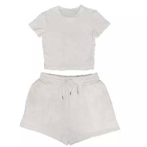 2025 nuevas llegadas verano Mujer camiseta conjunto corto 2 piezas Biker Shorts conjuntos Crop Top camisetas y pantalones cortos conjunto de dos piezas - Product Image 3