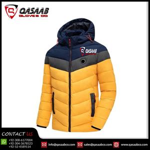 Respirant jaune-noir couleur dernière coutume surdimensionné à capuche long-zippers hommes mode Patchwork hiver bouffantes vestes - Product Image 2