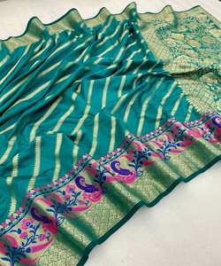 ชุดเจ้าสาวสมัยใหม่ผ้าไหมสารีบังชิปุระมพร้อมรูปลักษณ์ที่อุดมไปด้วยสําหรับพิธีแต่งงาน - Product Image 4