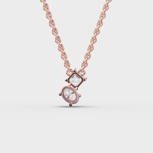 จี้เพชรสองเม็ดทรงแอสเชอร์และทรงวงรี ทำจากทอง 9K สีเหลือง / ขาว / โรสโกลด์ - Product Image 4