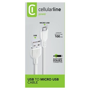 Cable Micro USB Tipo-C a Tipo-C de 1m, Blanco, con Revestimiento de TPE, Compatible con Teléfonos Android, Impresoras, Escáneres y Automóviles - Product Image 2
