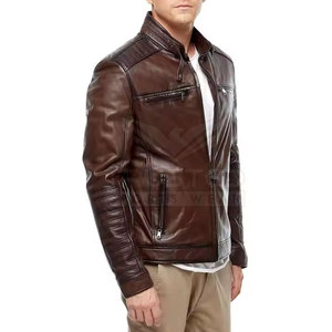 Chaqueta de Cuero para Hombre, Cálida y Transpirable para Invierno, con Cuello Alto y Logotipo Frontal, de Piel de Vaca, Resistente al Viento y Ecológica - Product Image 2