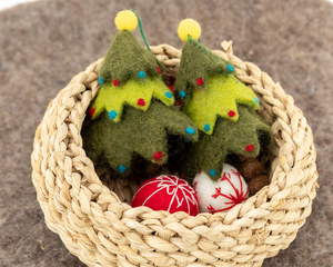 เครื่องประดับต้นคริสต์มาสสามชั้นขนาดเล็ก10ซม. สำหรับตกแต่งของเด็กลำต้นปอมปอมและมาลัยต้นคริสต์มาส - Product Image 2