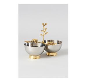 Beau bol de service alimentaire en acier inoxydable avec motif floral pour les fêtes et les maisons Vente d'usine Bol à chocolat aux fruits et aux noix - Product Image 1